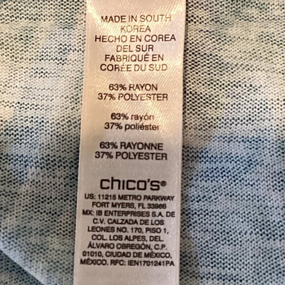 Chico's Weekends Relaxed Tee Top Swim Cover-up 3 (XL/16) Ocean Blue Swirls 282K - Picture 7 of 8